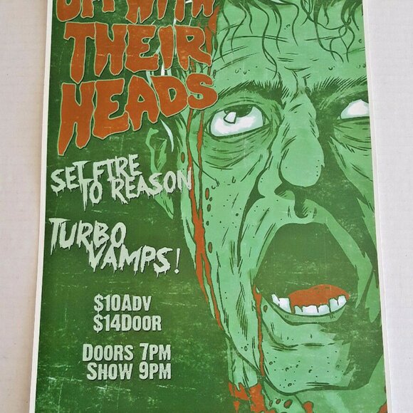 OFF WITH THEIR HEADS POSTER 17" x 11" RARE Gig MONSTER MARK HORROR - Picture 2 of 3